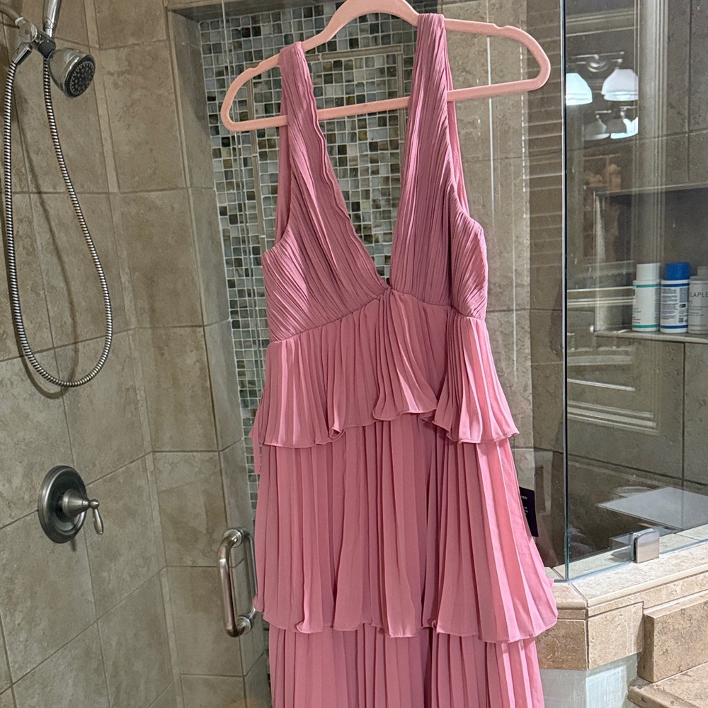 Lulu's Blush Pink Tiered Wedding Dress